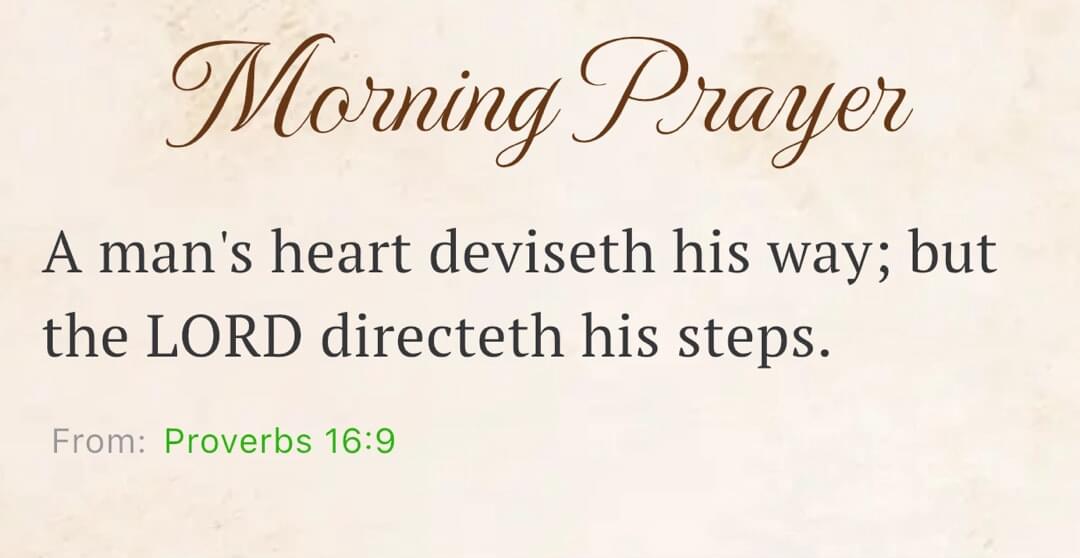 Morning Prayer A man's heart deviseth his way; but the LORD directeth his steps. From: Proverbs
